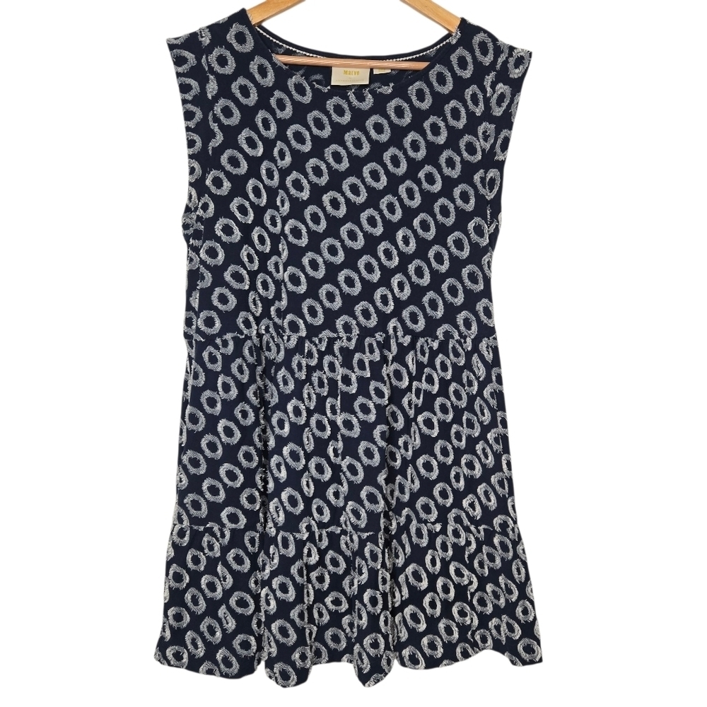 Maeve Anthropologie Lisanne Boho  Textured Cap Sleeve Tunic Day Dress Size Large